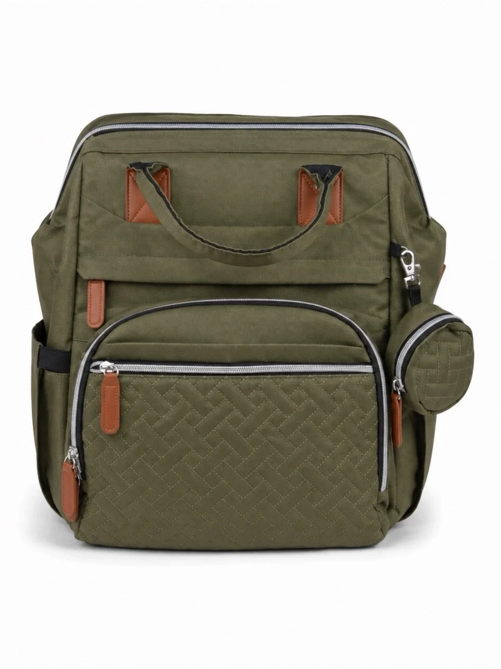 Olive Green Quilted Diaper Backpack